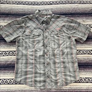 Blurr Casual Gray Button Down Plaid Shirt nylon medium snap button